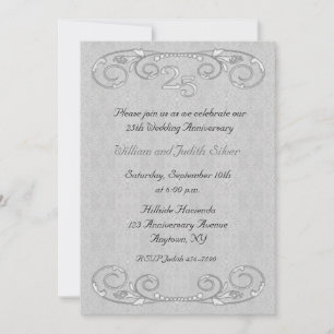 25th Anniversary Ornate Scroll Invitation
