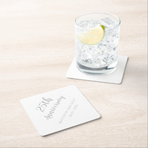 25th Anniversary Paper Party Drink Coasters