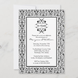 25th Anniversary Party Invitation Black & White