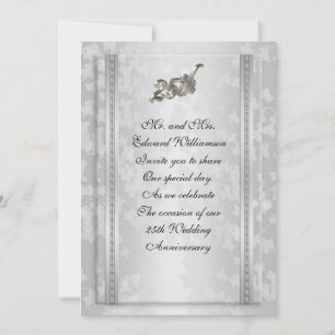 25th Anniversary party invitation silver