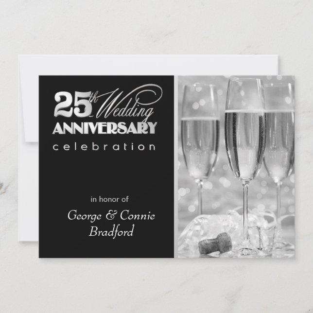 25th Anniversary Party Invitations - Personalised (Front)