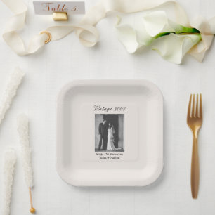 25th Anniversary Party Supplies Wedding Photo Paper Plate
