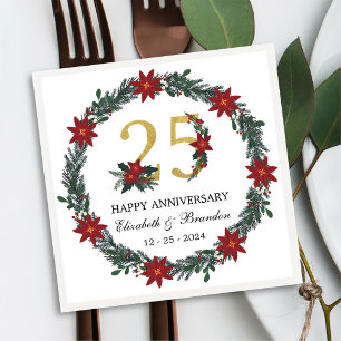 25th Anniversary Personalised Christmas Napkins