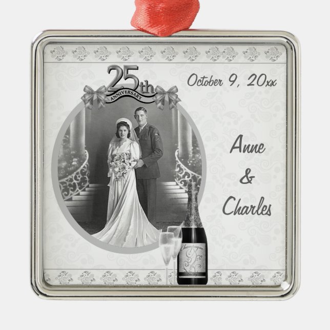 25th Anniversary Photo Keepsake Ornament (Front)