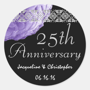 25th Anniversary PURPLE SILVER BLACK Rose Sticker