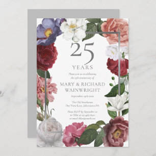 25th Anniversary Rose Garden Country Greenery  Invitation