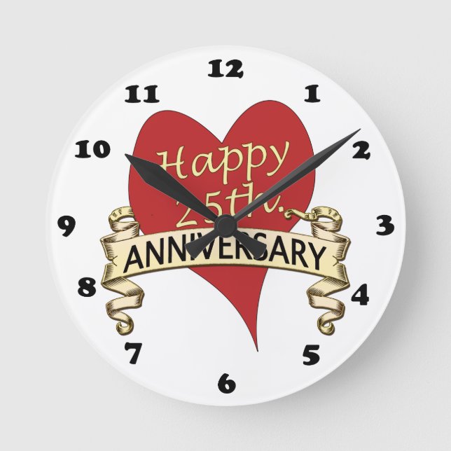 25th. Anniversary Round Clock (Front)