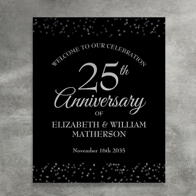 25th Anniversary Silver And Black Welcome Sign (25th Anniversary Silver And Black Welcome Sign)