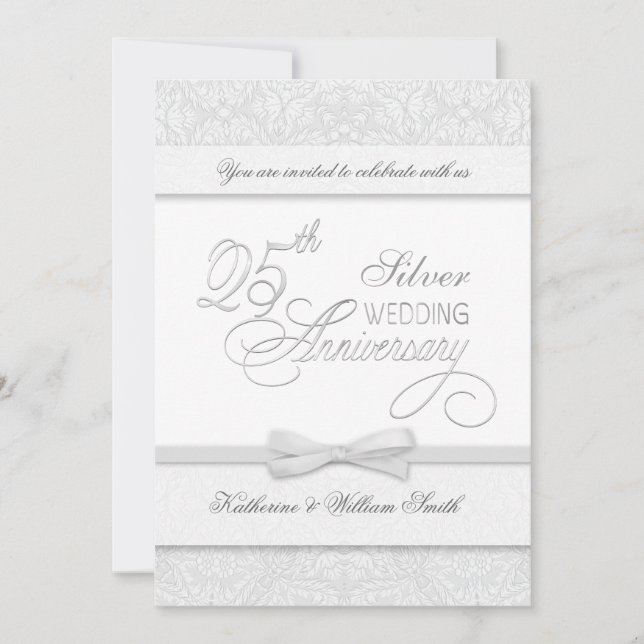 25th Anniversary Silver Anniversary Invitations (Front)