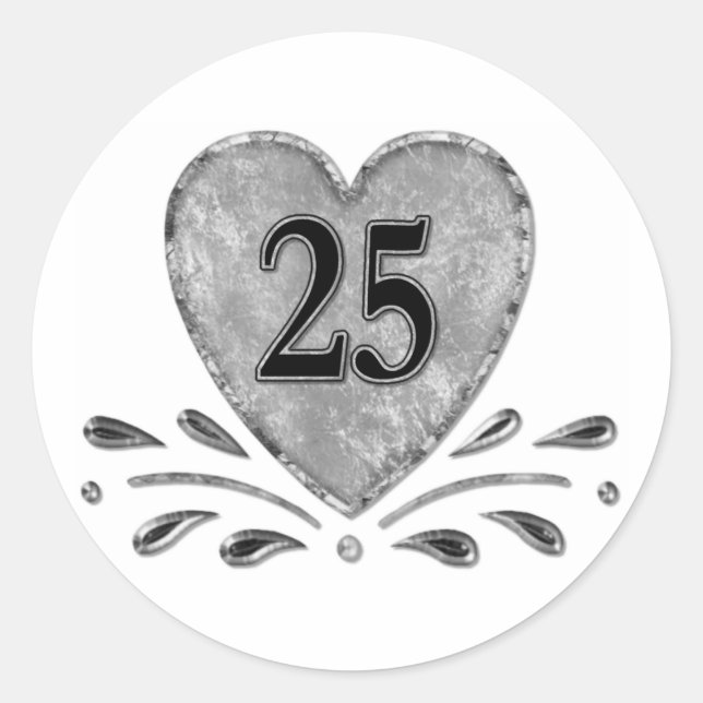 25th Anniversary - Silver Classic Round Sticker (Front)