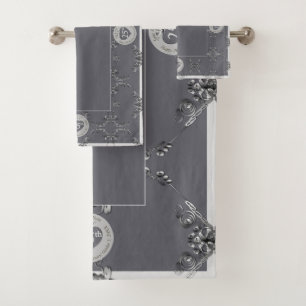 25th Anniversary Silver & Grey  Bath Towel
