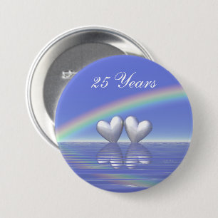 25th Anniversary Silver Hearts 7.5 Cm Round Badge
