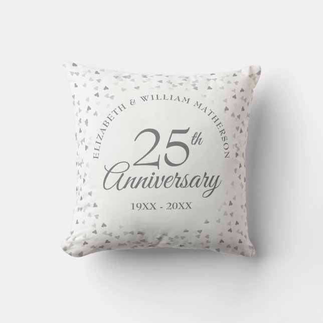 25th Anniversary Silver Hearts Cushion (Front)