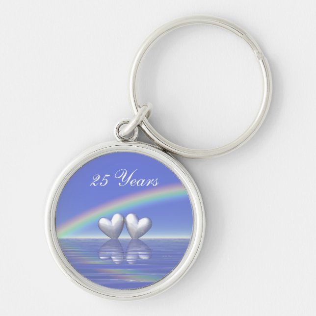 25th Anniversary Silver Hearts Key Ring (Front)