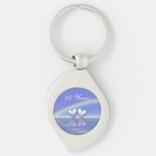 25th Anniversary Silver Hearts Key Ring