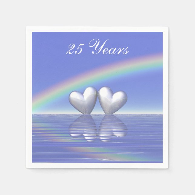 25th Anniversary Silver Hearts Napkin (Front)