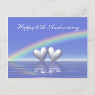25th Anniversary Silver Hearts Postcard