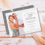 25th Anniversary Silver Hearts Save the Date Photo Announcement Postcard<br><div class="desc">Featuring delicate silver love hearts confetti. Personalise with your special photo and twenty-five years silver anniversary save the date information in chic lettering. Designed by Thisisnotme©</div>