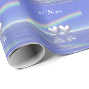 25th Anniversary Silver Hearts Wrapping Paper
