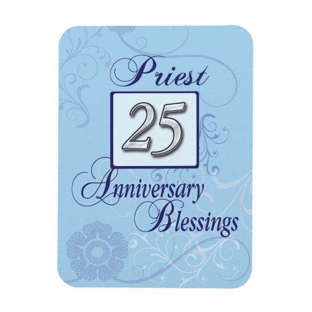 25th Anniversary Silver Number on Blue Magnet (Vertical)