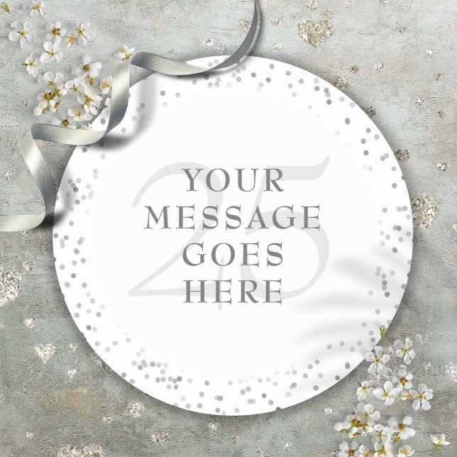 25th Anniversary Silver Stardust Classic Round Sticker (25th Anniversary Silver Stardust Classic Round Sticker)