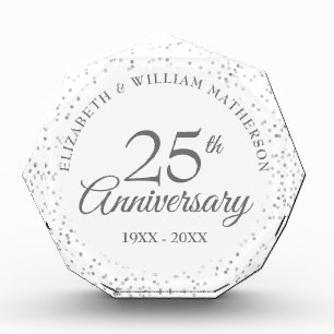25th Anniversary Silver Stardust Confetti Photo Block
