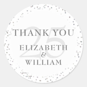25th Anniversary Silver Stardust Thank You Classic Round Sticker