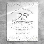 25th Anniversary Silver Stardust Welcome Sign<br><div class="desc">Designed to coordinate with our 25th Anniversary Silver Stardust collection. Featuring delicate silver stardust confetti. Personalise with your special twenty-five years silver anniversary information in chic silver lettering. Designed by Thisisnotme©</div>