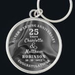25th Anniversary Silver Wedding Gift Personalised Key Ring<br><div class="desc">Typography editable script text  with personal names wedding anniversary date,  in silver grey and white tones; an elegant and stylish keepsake gift in celebration of a twenty-fifth wedding anniversary.</div>