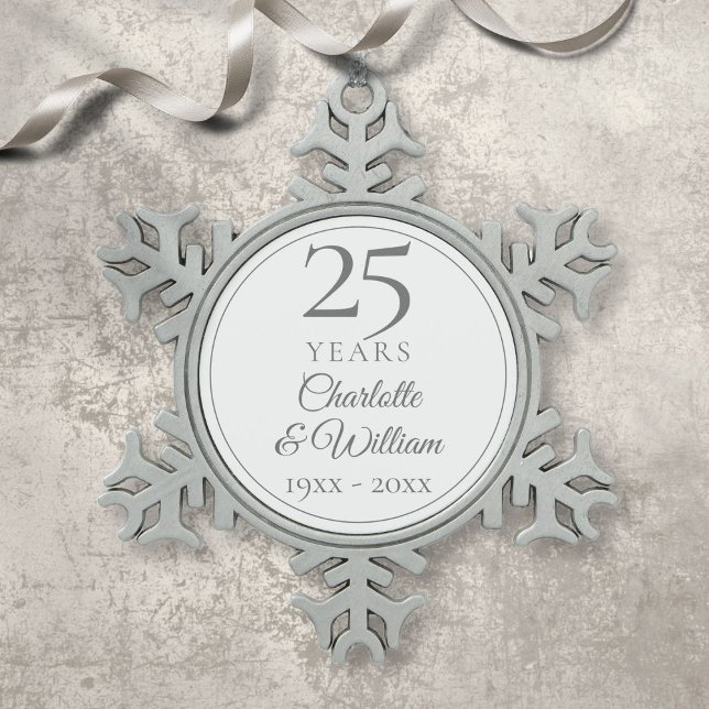 25th Anniversary Snowflake Pewter Christmas Ornament (25th Anniversary Snowflake Pewter Christmas Ornament)