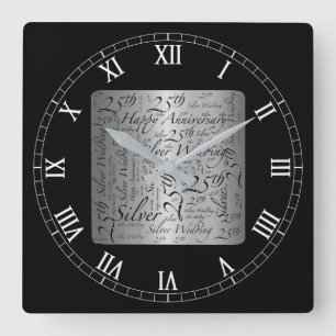 25th Anniversary Square Wall Clock