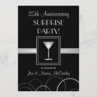 25th Anniversary Surprise Party Custom Invitations