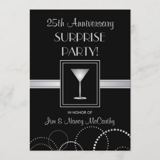 25th Anniversary Surprise Party Custom Invitations