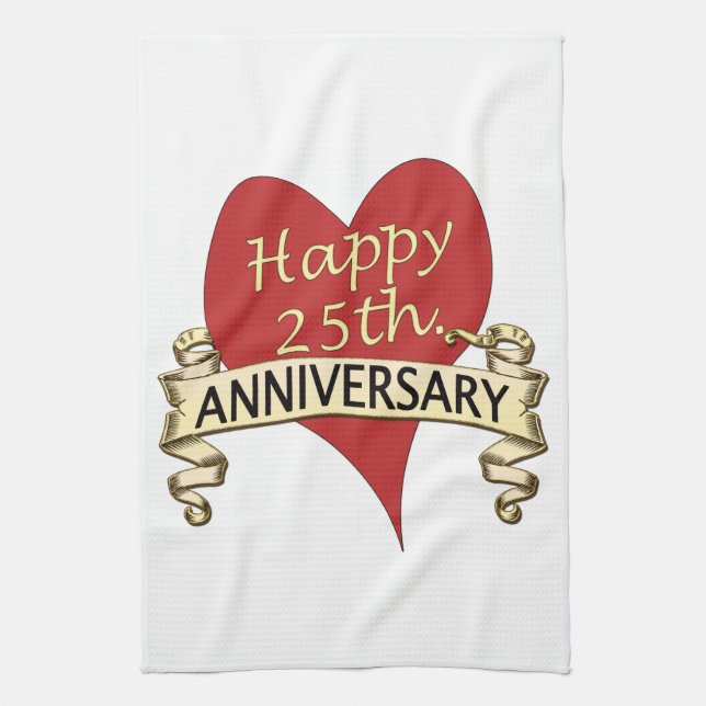 25th. Anniversary Tea Towel (Vertical)