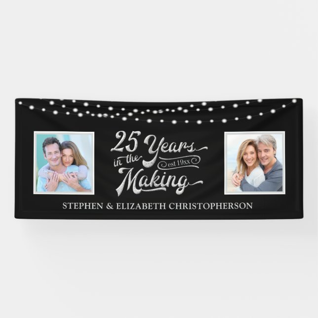 25th Anniversary Then & Now Photos | Black Silver Banner (Horizontal)