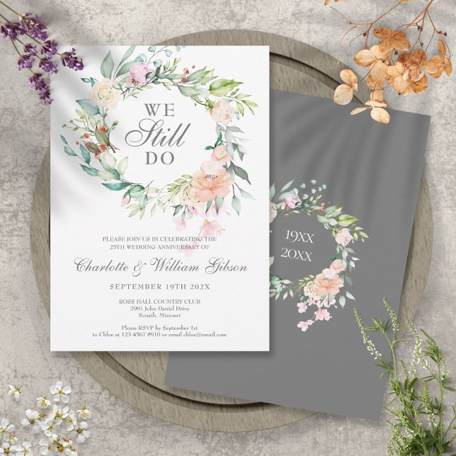 25th Anniversary Vow Renewal Roses Floral Invitation (Creator Uploaded)