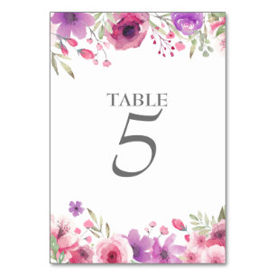 25th Anniversary Watercolour Roses Table Number