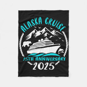 25th Anniversary Wedding Alaska Cruise 2025 Couple Fleece Blanket
