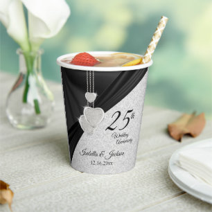 25th Anniversary - Wedding, Birthday or Service Paper Cups