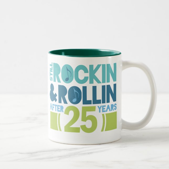 25th Anniversary Wedding Gift Two-Tone Coffee Mug (Right)
