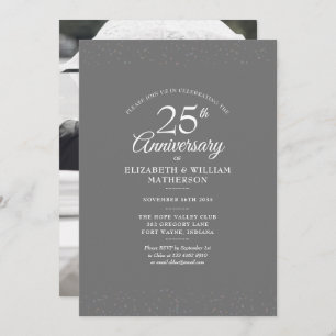 25th Anniversary Wedding Photo Silver Stardust Invitation