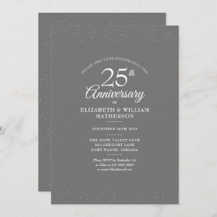 25th Anniversary Wedding Silver Stardust Confetti Invitation