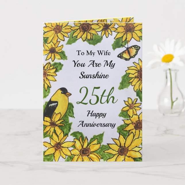 25th Anniversary Wife You Are My Sunshine Card (Small Plant)