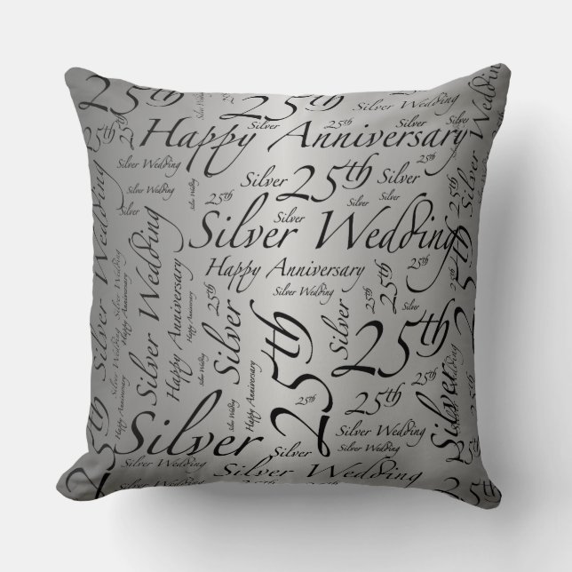 25th Anniversary Word Art Graphic Cushion (Front)