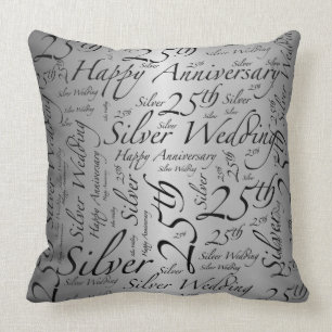 25th Anniversary Word Art Graphic Cushion