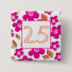 25th Birthday 15 Cm Square Badge