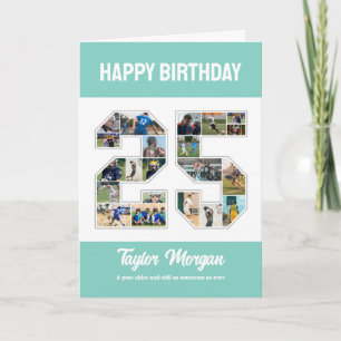 25th Birthday Anniversary Number 25 Photo Collage Card