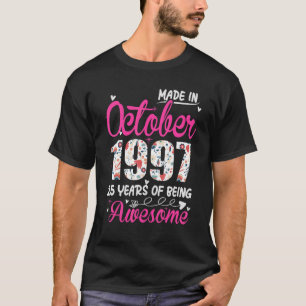 25th Birthday Awesome Since October 1997 Floral T-Shirt