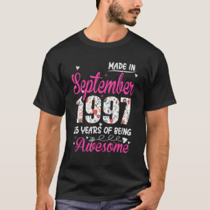 25th Birthday Awesome Since September 1997 Floral T-Shirt