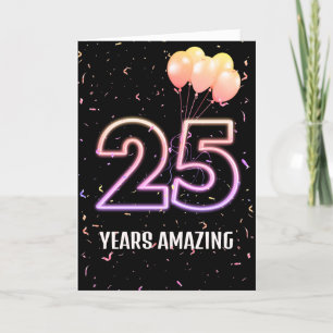 25th Birthday Balloons and Confetti Card